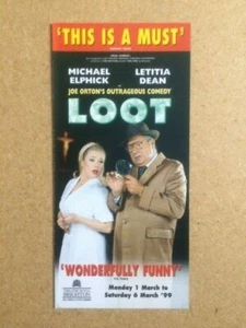 LOOT / LETITIA DEAN / MICHAEL ELPHICK Original Promotional Theatre Flyer - Picture 1 of 3