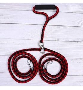 2-Wege Hundeleinenkupplung - Doppelgriff, verwicklungsfrei, Nylon Hund Wanderblei - Bild 1 von 7