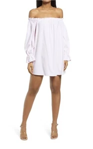 WAYF Freeman Off The Shoulder Mini Dress | Pink Stripe | Size Small NWT - Picture 1 of 9