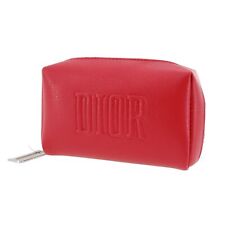 Christian Dior Logos Used Pouch Red 100% Polyurethane Novelty #AG489 S