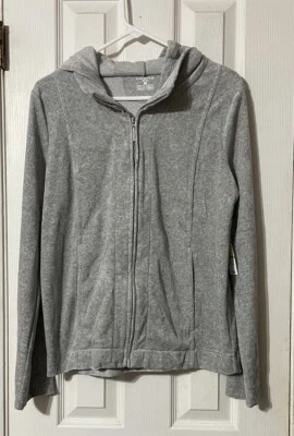 Jones New York Sudadera con Capucha Deportiva Pequeña Nueva con Etiquetas Cremallera Completa Gris Terciopelo Con Bolsillos  Foto 1 de 4