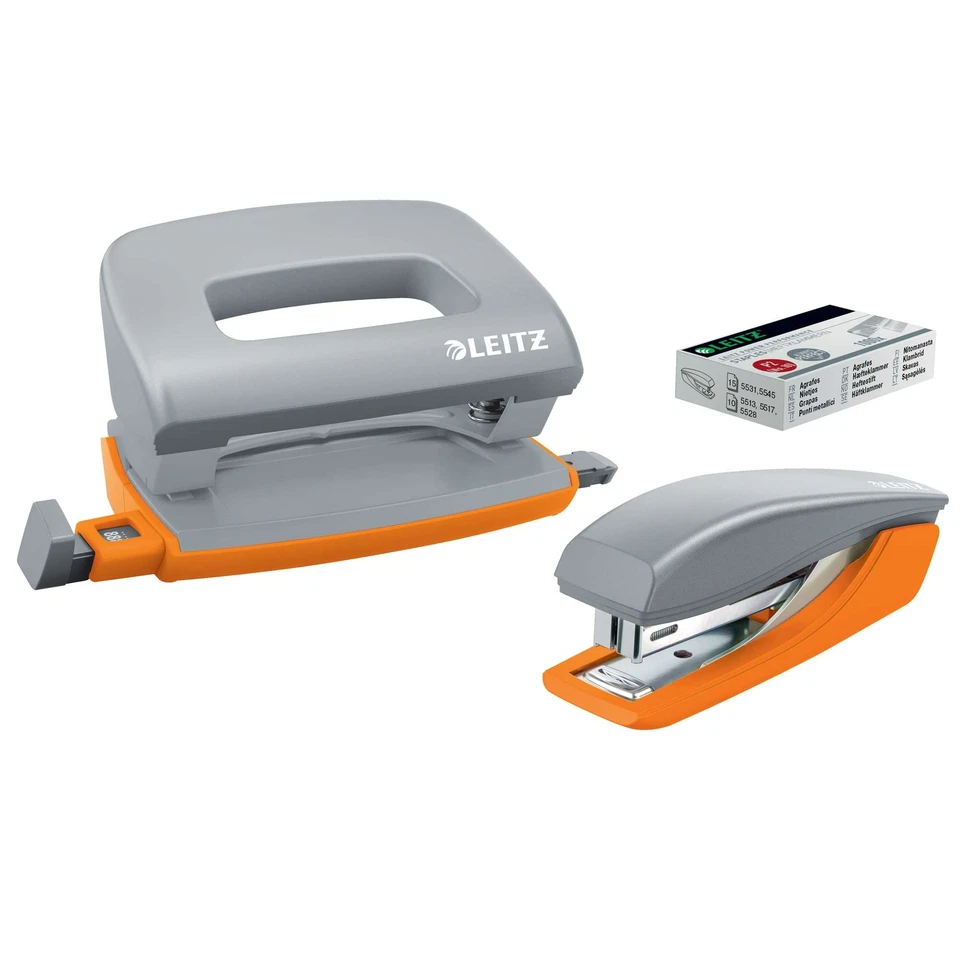 Leitz 5599 Set, 3-teilig Locher und Heftgerät Urban Chic Heftklammern dunkelgrau