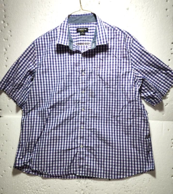 Claiborne Shirt Mens XXL Short Sleeve Purple Plaid Button Up Casual Collared - Image 1 of 4
