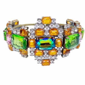 Juego de puntas de pulsera de estrás de colección sin firmar oro verde blanco rosa  - Imagen 1 de 7