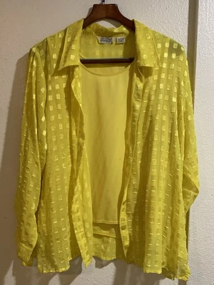 Blusa Top Camisa Amarilla Selene Sport Para Mujer, Talla 2X Foto 1 de 4