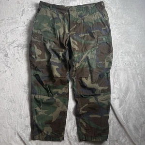 Vintage Militär Hose Herren 38x28 Woodland Camouflage Ripstop Kampfhose - Bild 1 von 15