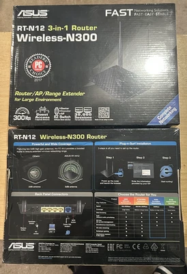 ASUS Wireless N300  RT-N12 3 in 1 Internet Router AP Range Extender New Sealed - Image 1 of 2