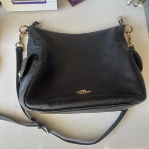 Bolso de hombro Coach Pennie No. 6152 Cuero Guijarro Negro Suave - Imagen 1 de 19
