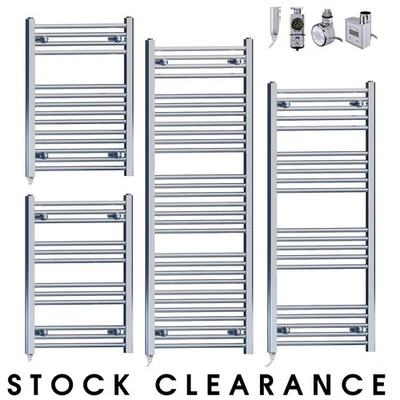 400mm, 500mm, 600mm Wide Electric Towel Rail Radiator Bathroom Chrome Clearance - Image 1 of 4