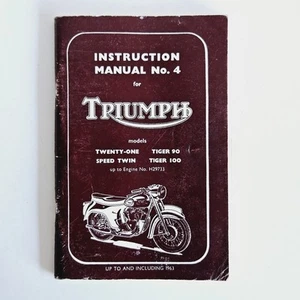 Triumph Tiger Motor Cycles Instruction Manual No 4 Upto & Including 1963 Booklet - Picture 1 of 5
