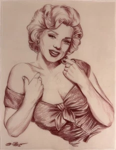 Steve Baier Original Sketch Marilyn Monroe 8.5x11 Drawing Pin Up Bombshell - Picture 1 of 7