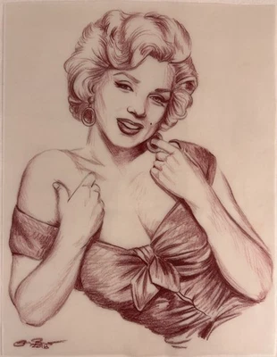 Steve Baier Boceto Original Marilyn Monroe 8.5x11 Dibujo Pin Up Bombshell Foto 1 de 4