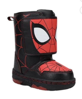 Bota Spider-Man de Marvel para niños pequeños invierno iluminada media pantorrilla negra talla 6 Foto 1 de 4