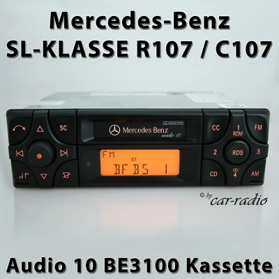 Original Mercedes R107 Radio Audio 10 BE3100 Becker Kassettenradio SL-Klasse RDS - Bild 1 von 4