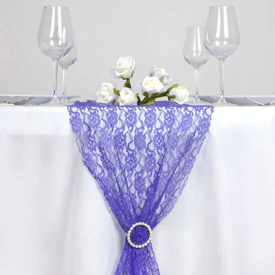 AZUL REAL Encaje Floral 12" x 108" CORREDOR DE MESA Boda Catering Decoraciones Foto 1 de 3