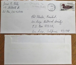 James R Mills 1985 Autogramm Cover - CA California State Senator - San Diego Trolley - Bild 1 von 1