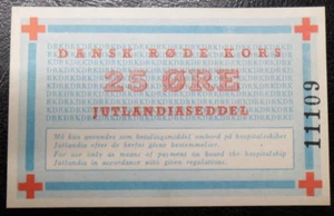Dänisches Rotes Kreuz 25 Øre Banknote für Lazarettschiff "Jütlandien" Koreakrieg UNC - Bild 1 von 3
