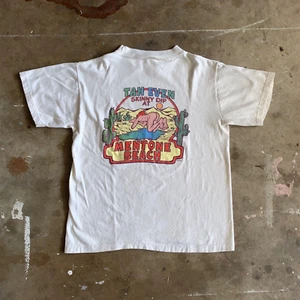 70s VINTAGE MENTONE BEACH CALIFORNIA SOUVENIR T-SHIRT SZ M SKINNY DIPPING 80s - Picture 1 of 9