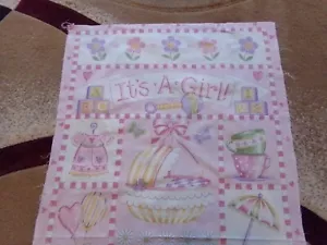 23" X 44" VINTAGE IT'S A GIRL PANEL GREAT FOR CHEATER QUILT /DEB STRAINS #9428 - Picture 1 of 5