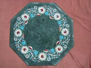 18" green marble Table Top Inlay Pietra Dura Art Dining Coffee corner antique - Picture 1 of 4