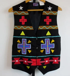 Vintage Ranch and Town Panhandle Slim Western Vest Womens L Applique Embroidered - Picture 1 of 6