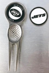 NFL Golf Divot Repair Tool Magnetic Ballmark Silver New York Jets - Picture 1 of 1