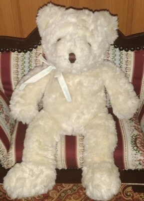 Flapdoodles Baby 13" Cream Beige Teddy Bear Plush Stuffed Lovey Toy w Ribbon (D) - Image 1 of 4
