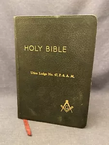 1928 Masonic Holy Bible Utica Lodge No 47 FAM Freemasonry Mason Helps Masonry - Picture 1 of 13