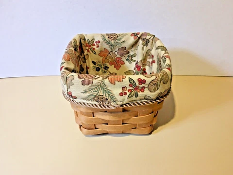 Longaberger Teaspoon Basket with Autumn Path Liner Cover