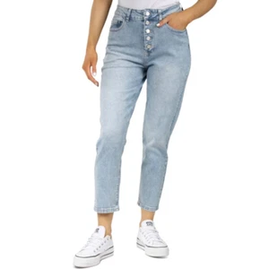 Nuevos jeans de mezclilla Indigo Rein Juniors 13 30 Mom Fit súper alto rasgo lavado ligero nuevos con etiquetas - Imagen 1 de 10