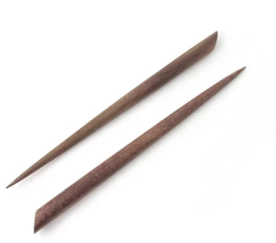 2 x 6" Wood HAIR STICKS BROWN Oval top  with 14x10 top surface - Image 1 of 4