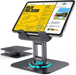 for Ipad Stand for Desk, 360 Rotating Adjustable Portable Monitor Tablet Holder - Picture 1 of 12
