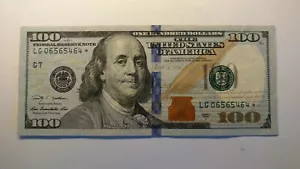 $100.00 Federal Reserve Note 2009 A G 7 Star note Repeater Serial # FG06565464* - Picture 1 of 6