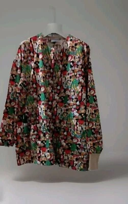 Christmas Scrubs 女式 XL 码按扣长袖毛衣袖口可爱全新无标签 — 第 1/4 张图片