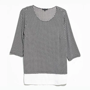 Adrianna Papell, schwarz-weiß bedruckter Pullover Oberteil mit Stretch, Gr. 2X - Bild 1 von 4