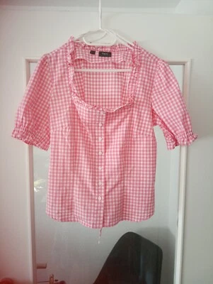 Dirndl Bluse Kariert Rosa Weiß Gr 38 - Bild 1 von 4