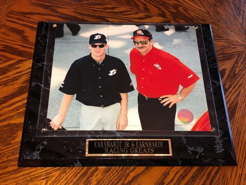 NASCAR Dale Earnhardt Sr. & Jr. Racing Greats Plaque - Large Photo Wall Mounting Cover
