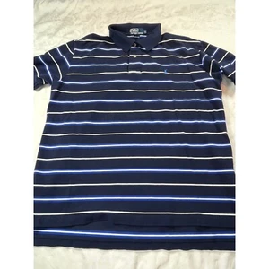 Polo Ralph Lauren Mens XL Navy Blue Striped Polo Shirt Stripes Pony - Imagen 1 de 8
