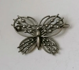 Vintage Hair Accessories Butterfly Hairslide Grip Clip Silver Tone Insect Bug - Picture 1 of 16