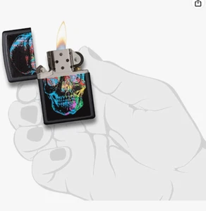 Zippo Black Ice Neon Skull Lighter Marked A-11 on the bottom - Picture 1 of 4
