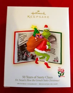 Adorno de recuerdo Hallmark 50 años de Santy Claus Grinch Dr. Seuss 2007 NUEVO - Imagen 1 de 9