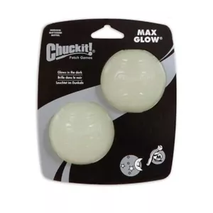 Chuckit Max Glow 2 Pack Medium - Ball Dog Puppy Light Fetch - Picture 1 of 1
