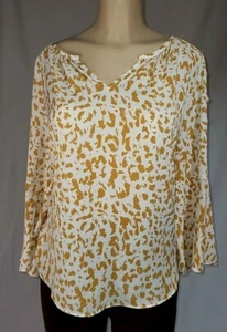 Blusa para mujer Jennifer Lopez talla XL con cuello en V con manchas dorada y blanca - Imagen 1 de 6
