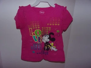 Disney: Girls 5T Pink Love Minnie Mouse Short Sleeve Blouse - Picture 1 of 2
