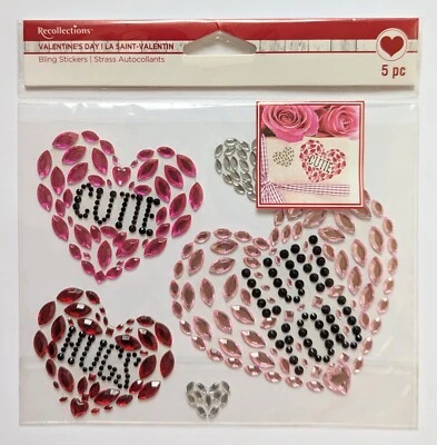 Valentine's Day Love Hearts Rhinestone Bling Scrapbooking Stickers Recollections - Image 1 of 2