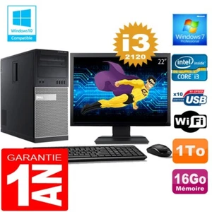PC Tour DELL 7010 Core I3-2120 Ram 16Go Disque 1 To Wifi W7 Ecran 22" - Photo 1/1