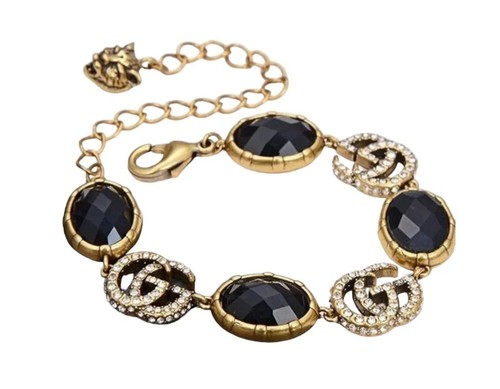 Bracciale Gucci Doppia G Con Cristalli Neri 19 cm