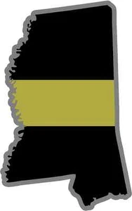 Pegatina de calcomanía 911" Mississippi MS State delgada línea dorada despachador envío - Imagen 1 de 1