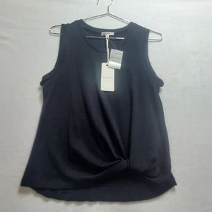 Pleione Top Womens Small Black Stretch Knit Twist Hem Scoop Neck Casual Career - Picture 1 of 10