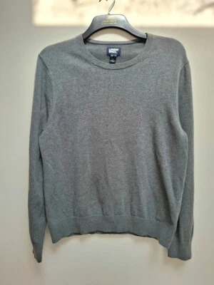 Mens Cotton Jumper Medium Lands' End Grey Crew Neck Long Sleeve Lightweight - Image 1 of 4